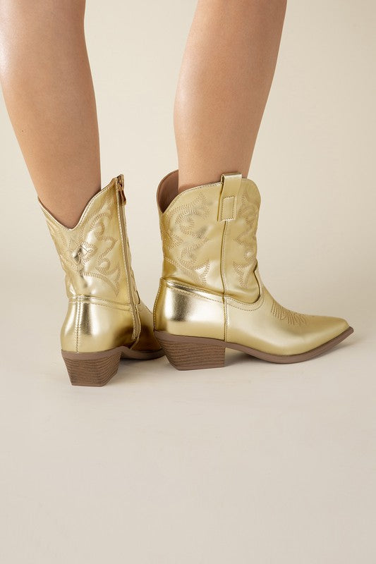 WILLA Metallic Western Booties