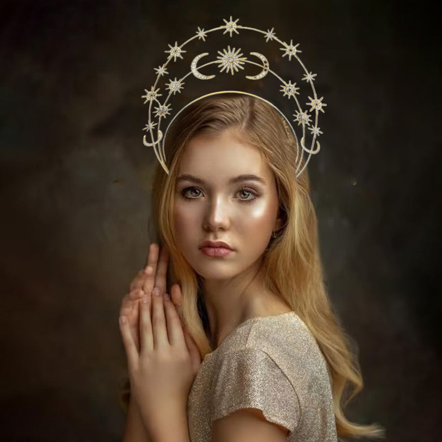 Moon Goddess Halo Crown Gold or Silver