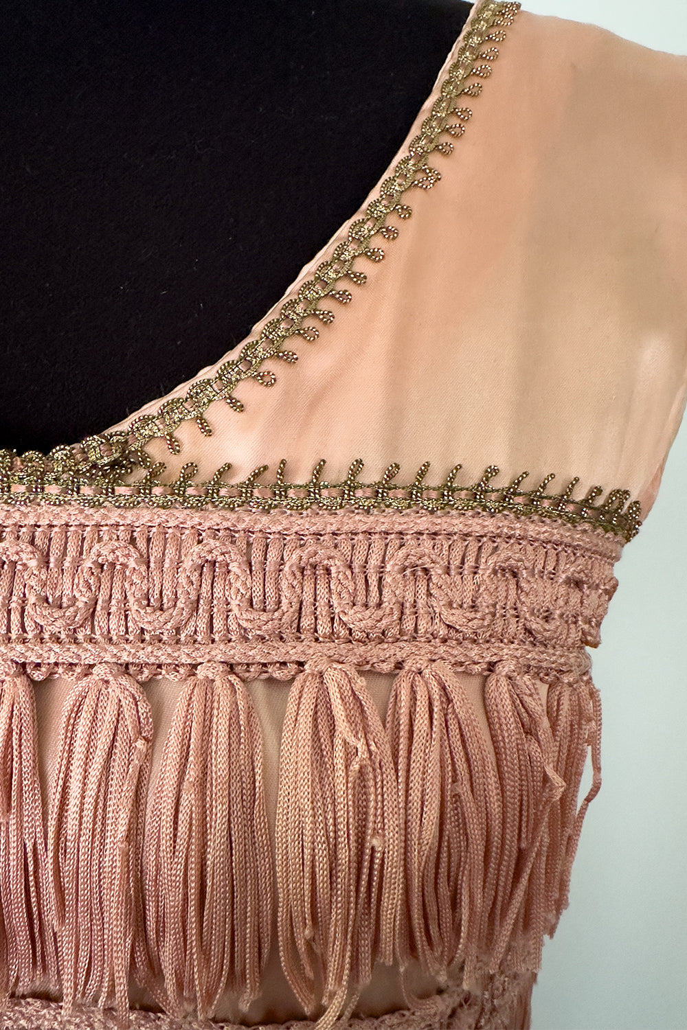 Pink Shimmy Fringe Vintage Dress