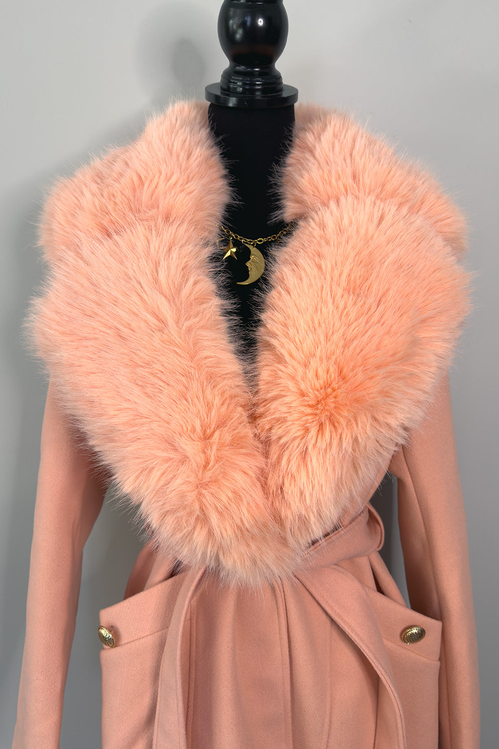 Peachy Keen Faux Fur Collar Coat