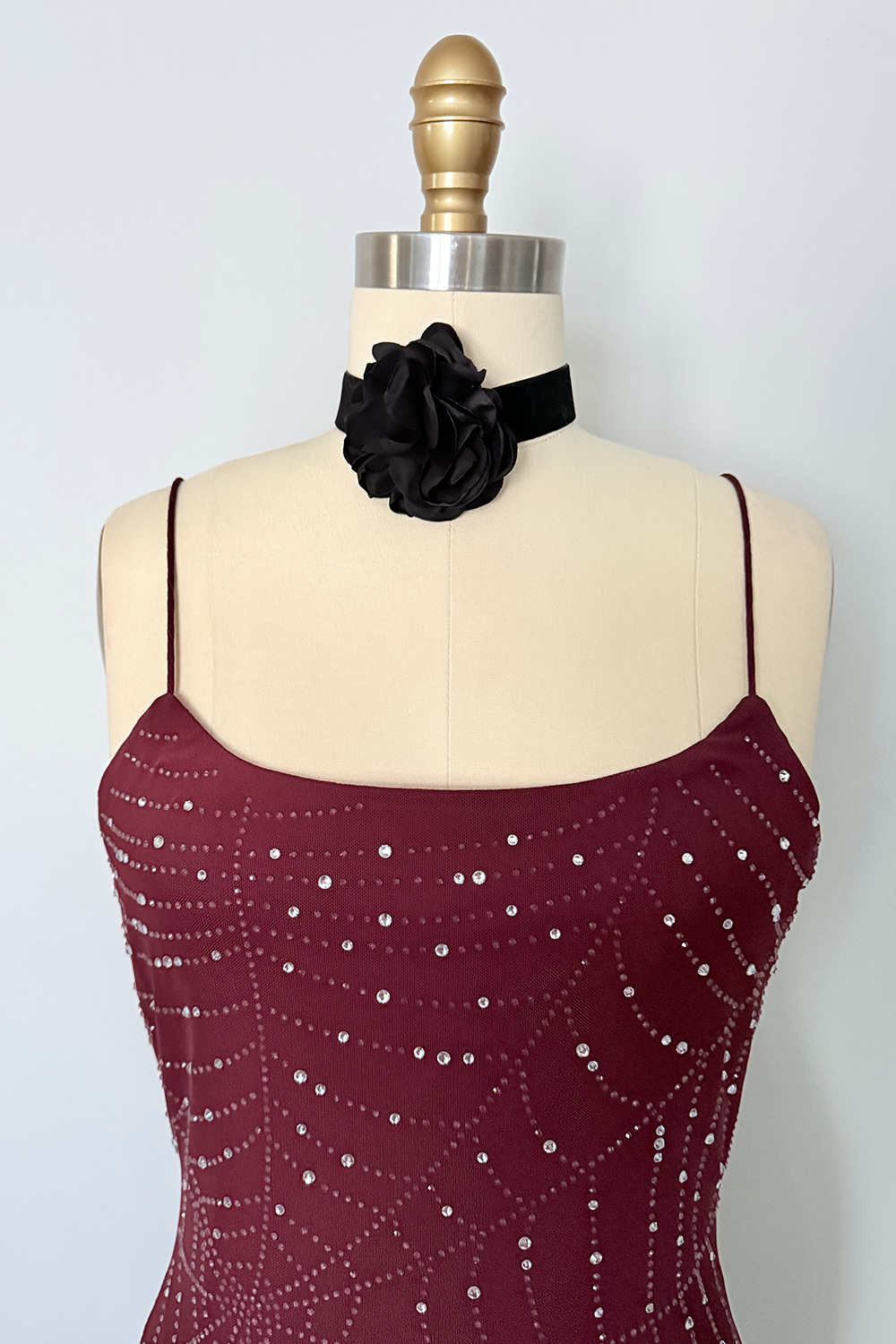 Sparkly Spiderweb Mesh Mini Dress with Rhinestones