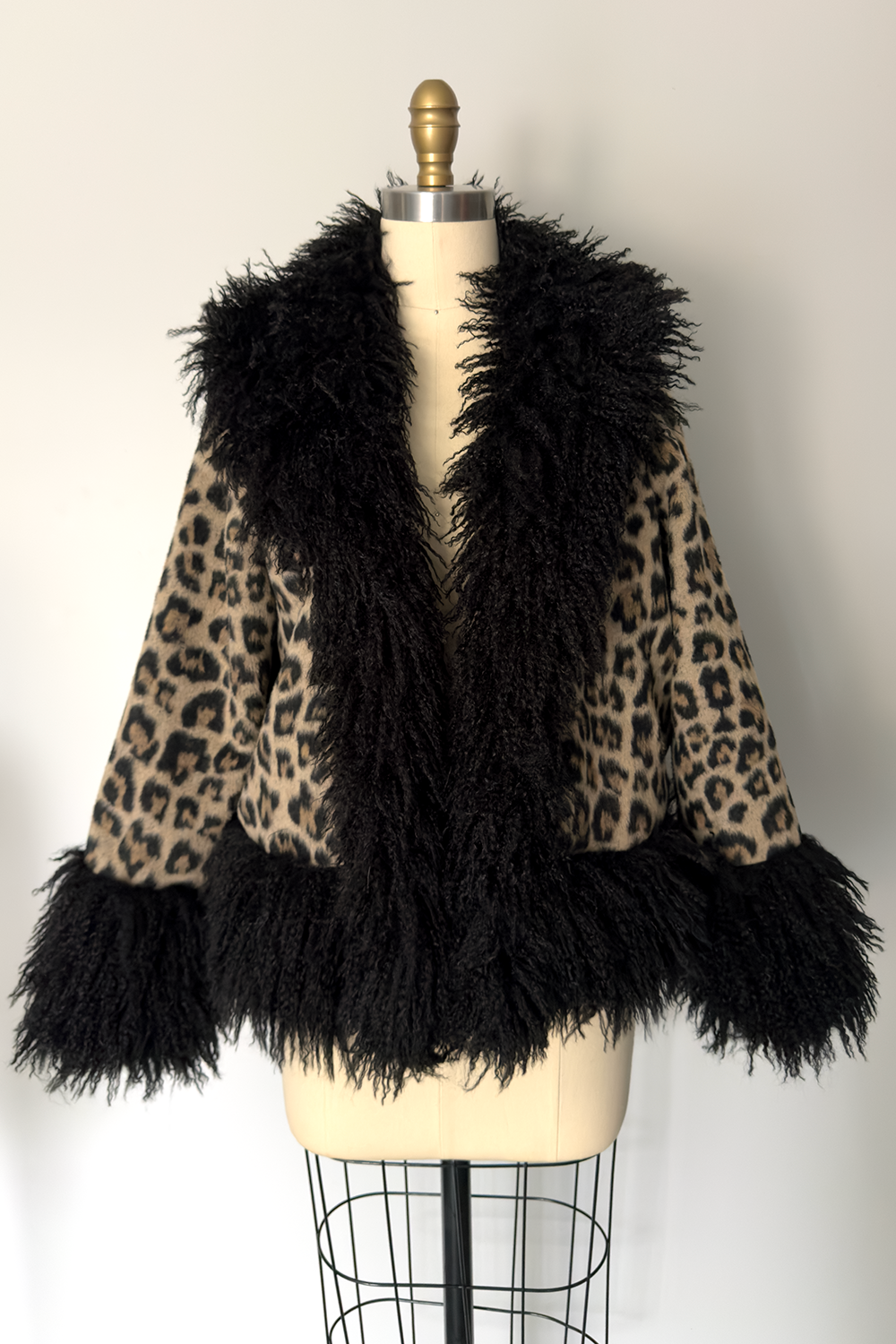 Courtney Leopard Coat with Black Trim