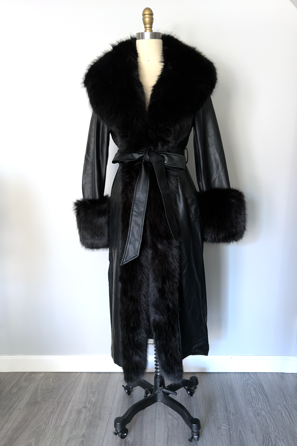 The Shelly Faux Fur Long Black Jacket