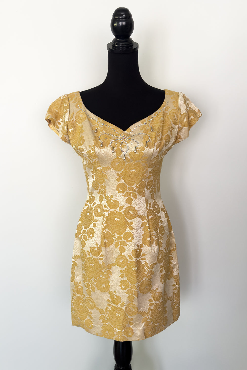 Vintage Lillie Diamond Gold Floral Cocktail Dress & Matching Coat