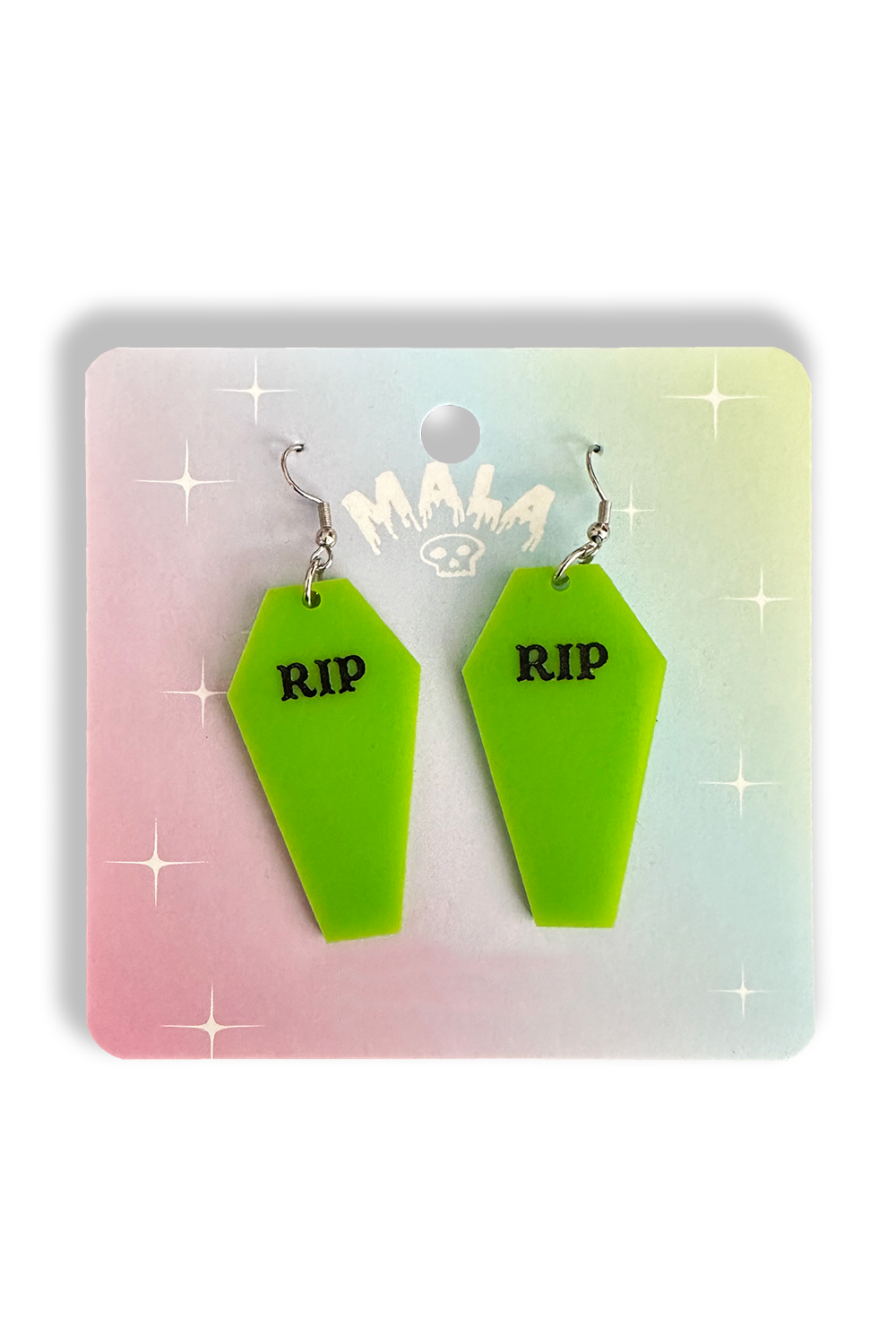 Green Coffin Acrylic Earrings