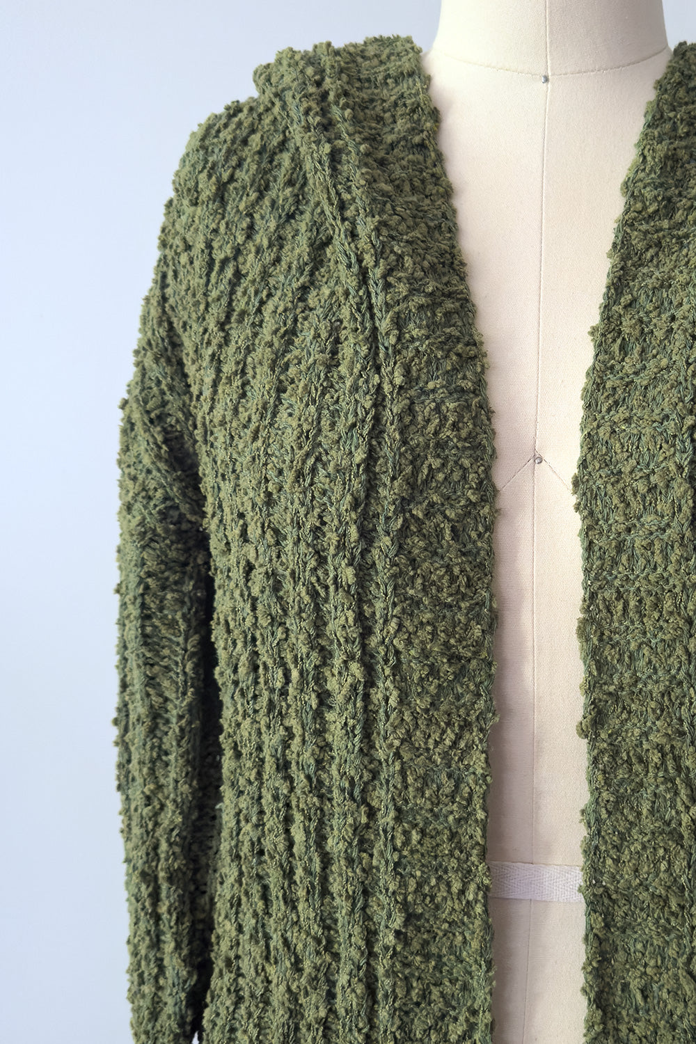 The Shag Cardigan in Moss Green