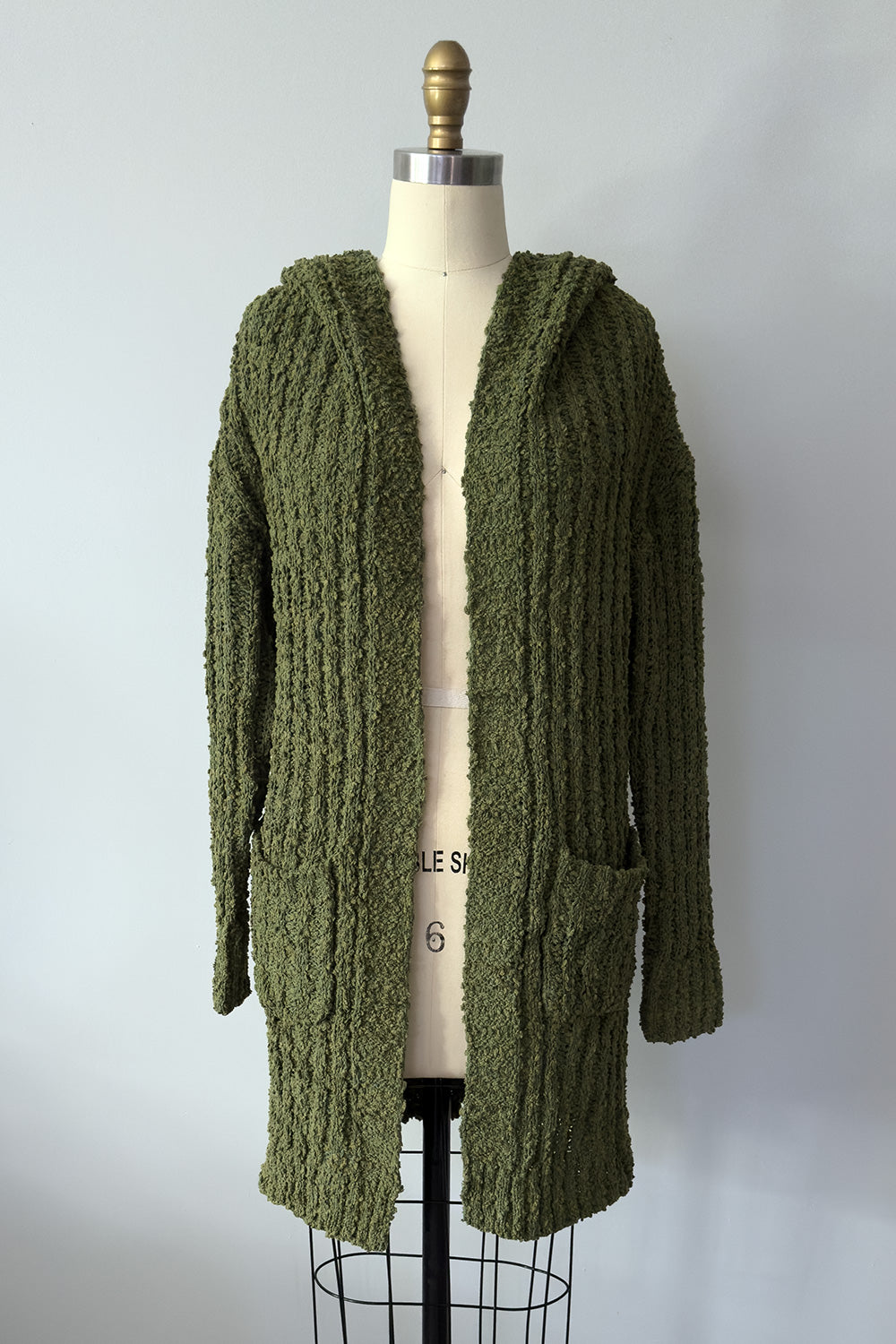 The Shag Cardigan in Moss Green