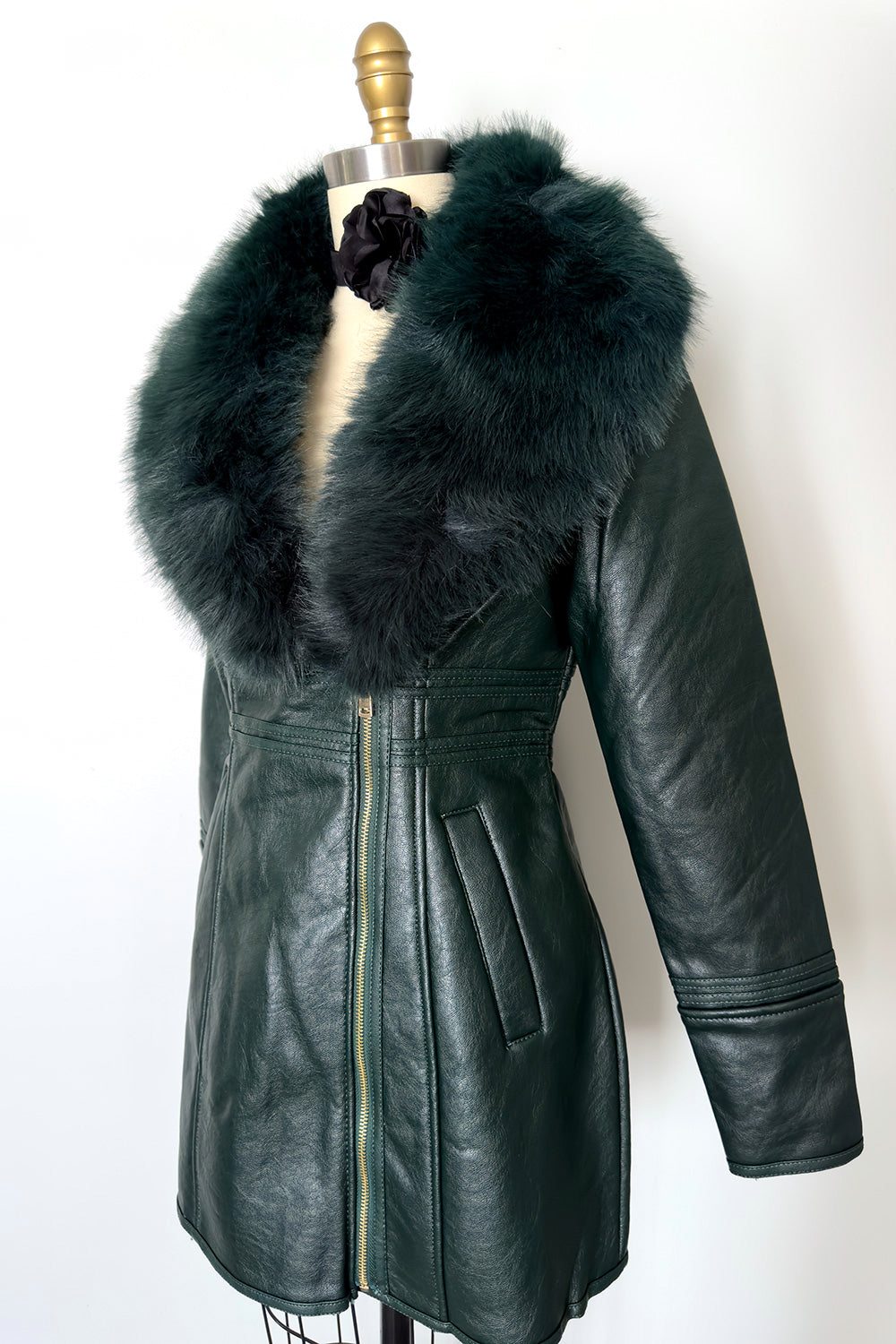 The Marlene Faux Fur Jacket Dark Green