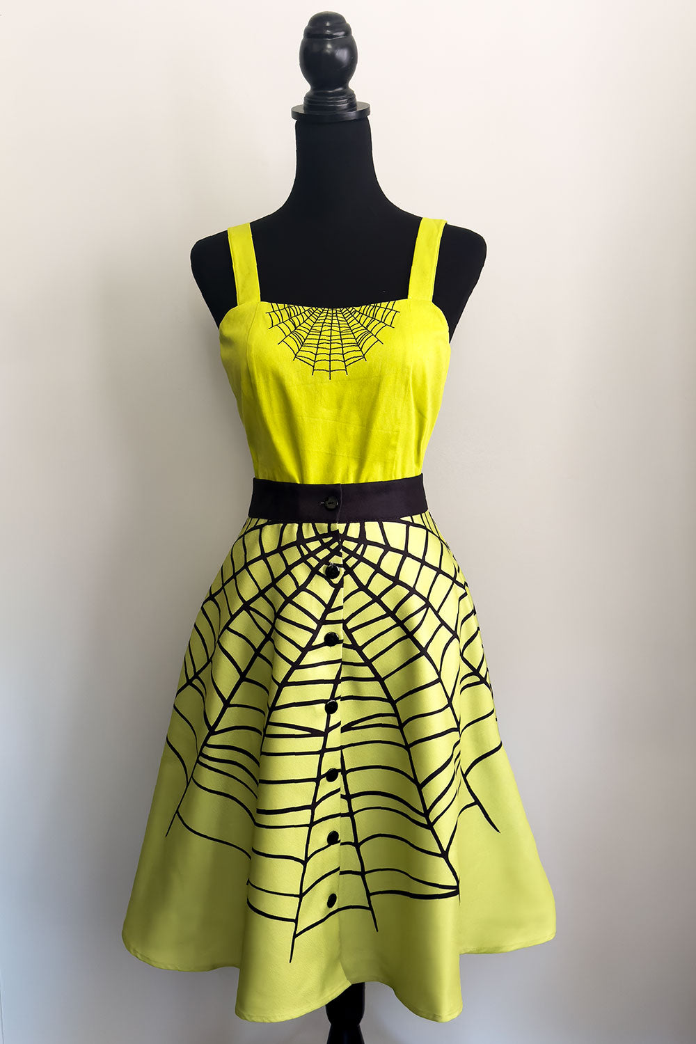 Glamour Ghoul Spiderweb Skirt in Chartreuse Green