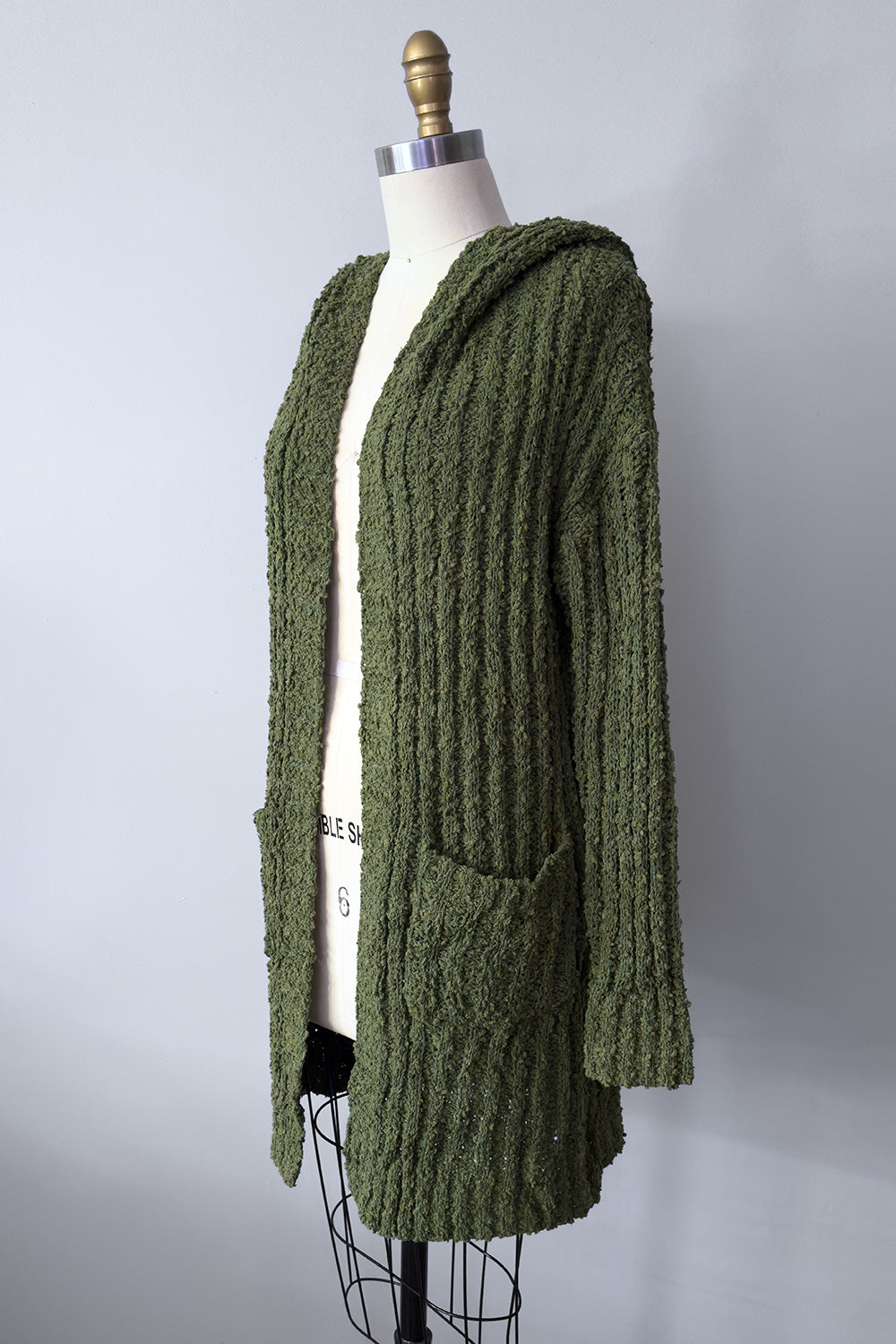 The Shag Cardigan in Moss Green