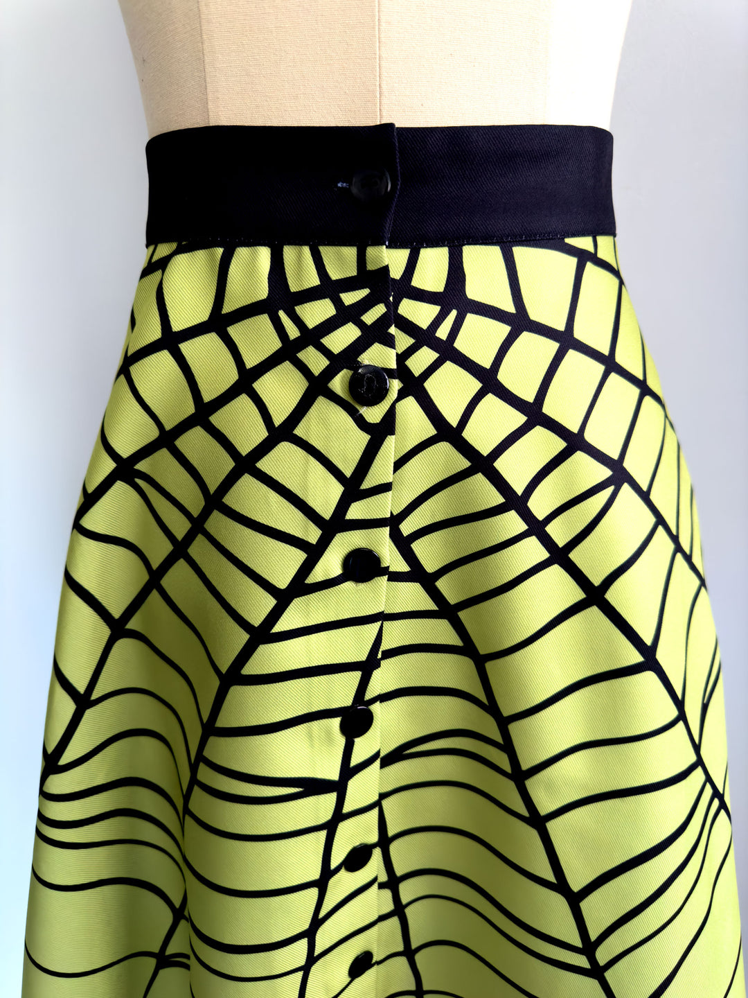 Glamour Ghoul Spiderweb Skirt in Chartreuse Green