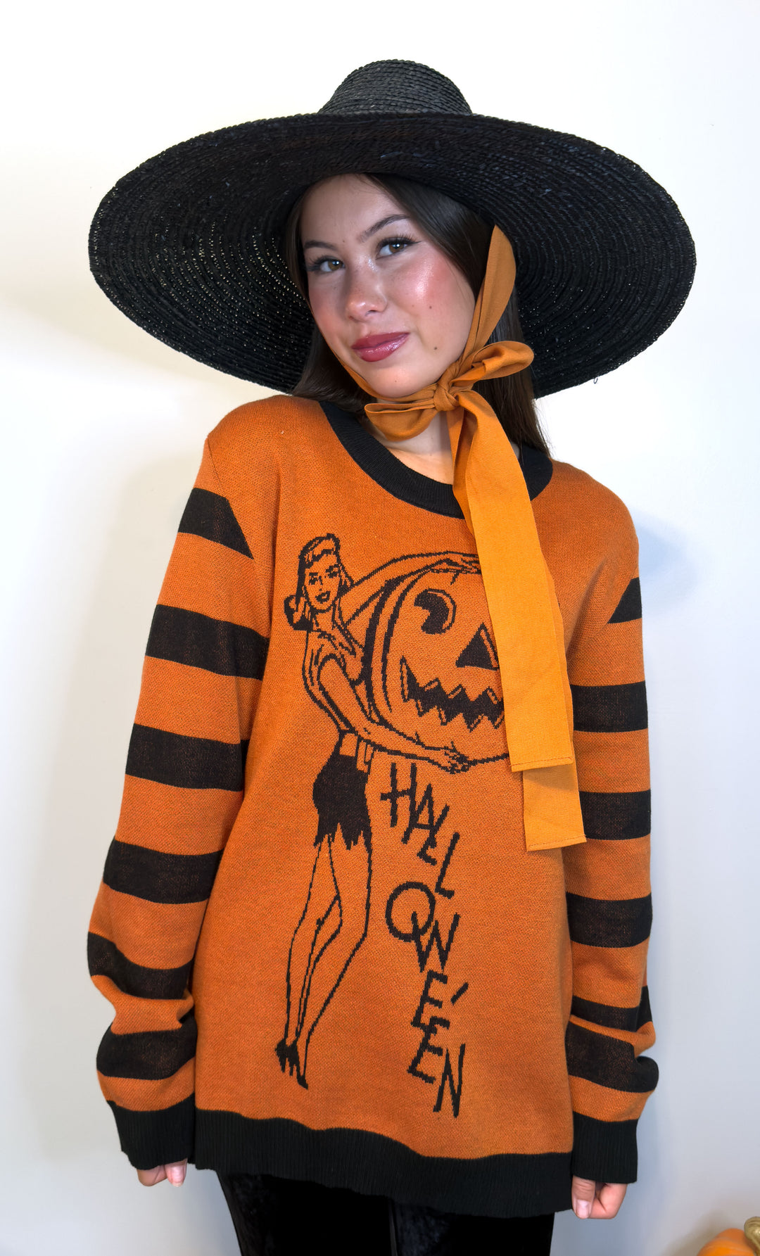 All Hallows Eve Vintage Halloween Pinup Unisex Crew Neck Sweater