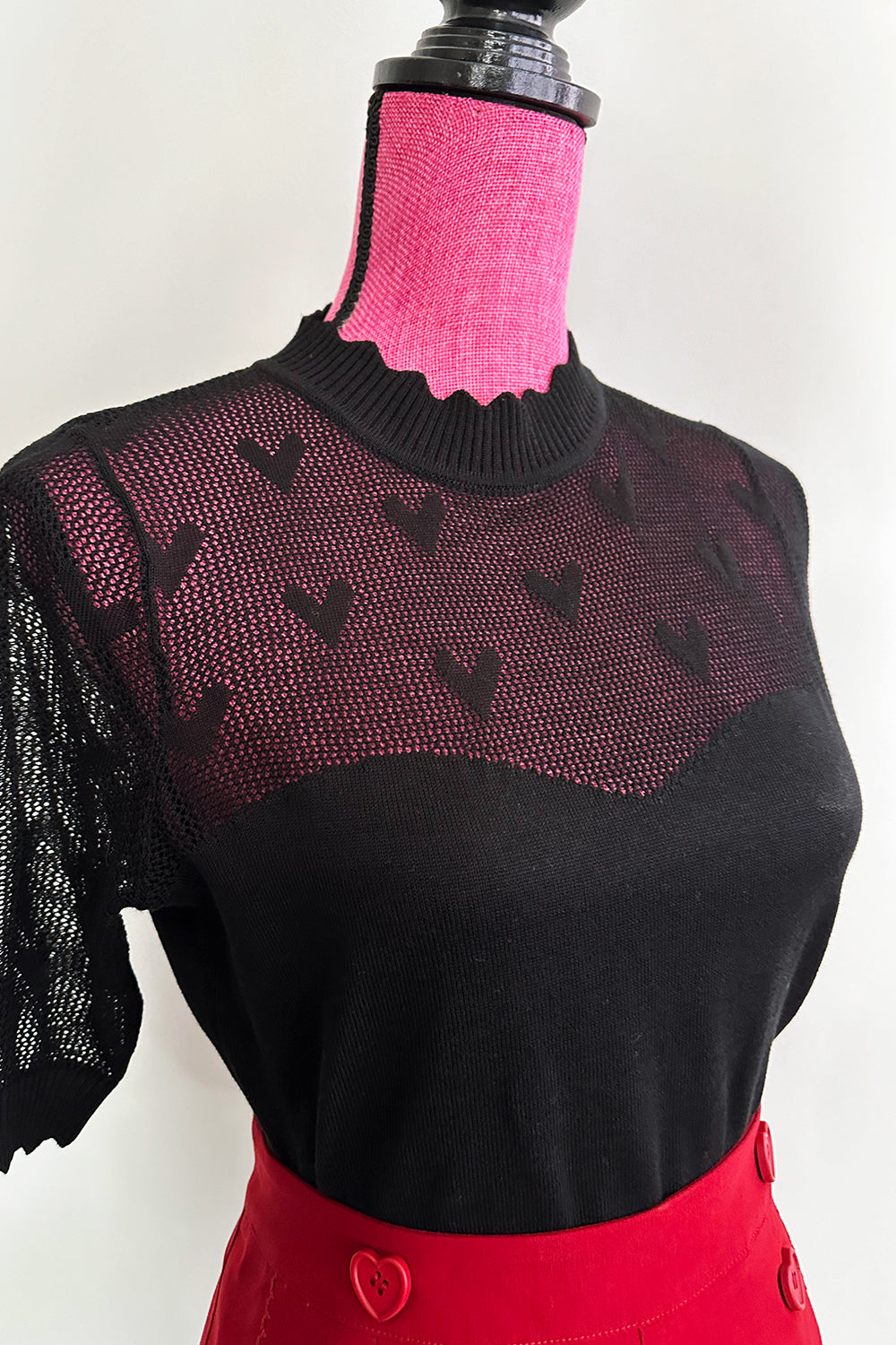 Heart Pattern Knit Pullover Top