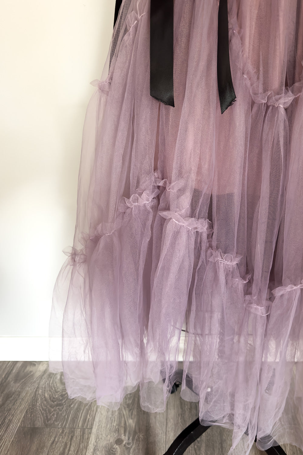 Fairy Goth-mother Layered Tulle Skirt with Bows in Lavender