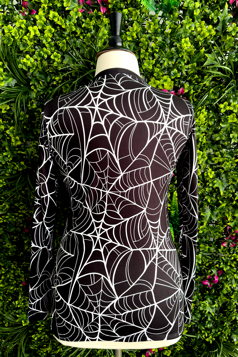 SPOOKY SPIDERWEB ALL OVER PRINT V NECK TOP - MADE TO ORDER