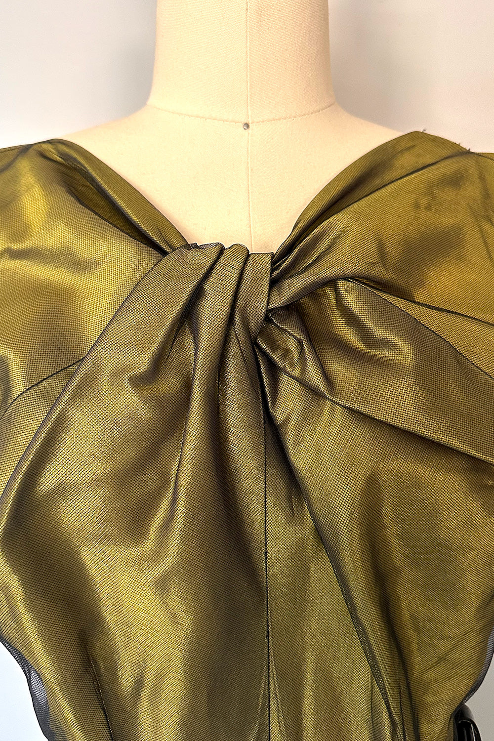 True Vintage Olive Green Cocktail Dress with Twist Bust Detail - FINAL SALE