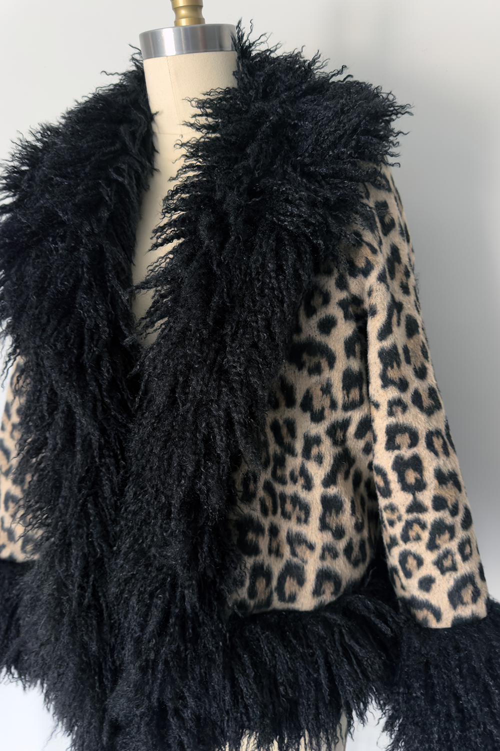 Courtney Leopard Coat with Black Trim