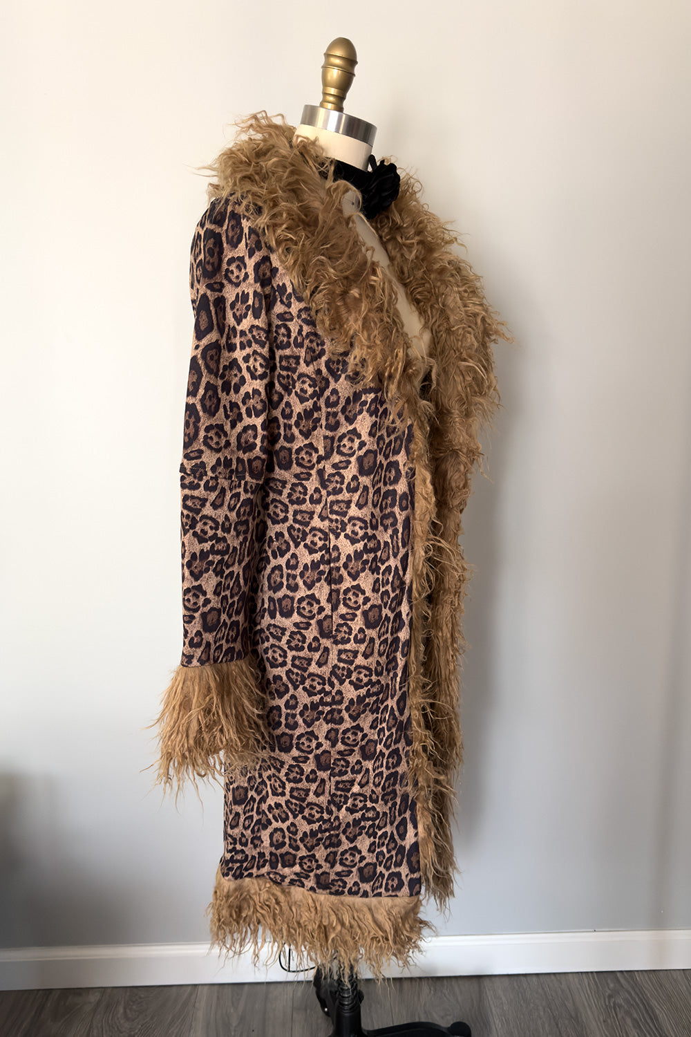 Penny Lane Leopard and Fur Long Cardigan