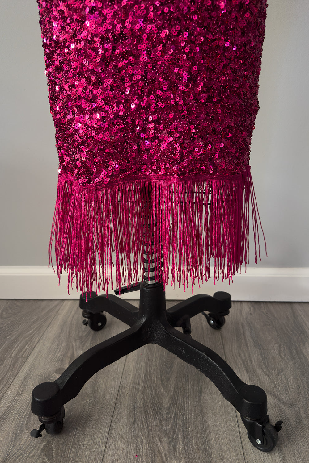 Holiday-A-GO-GO Sequin Dress with Fringe in Pink