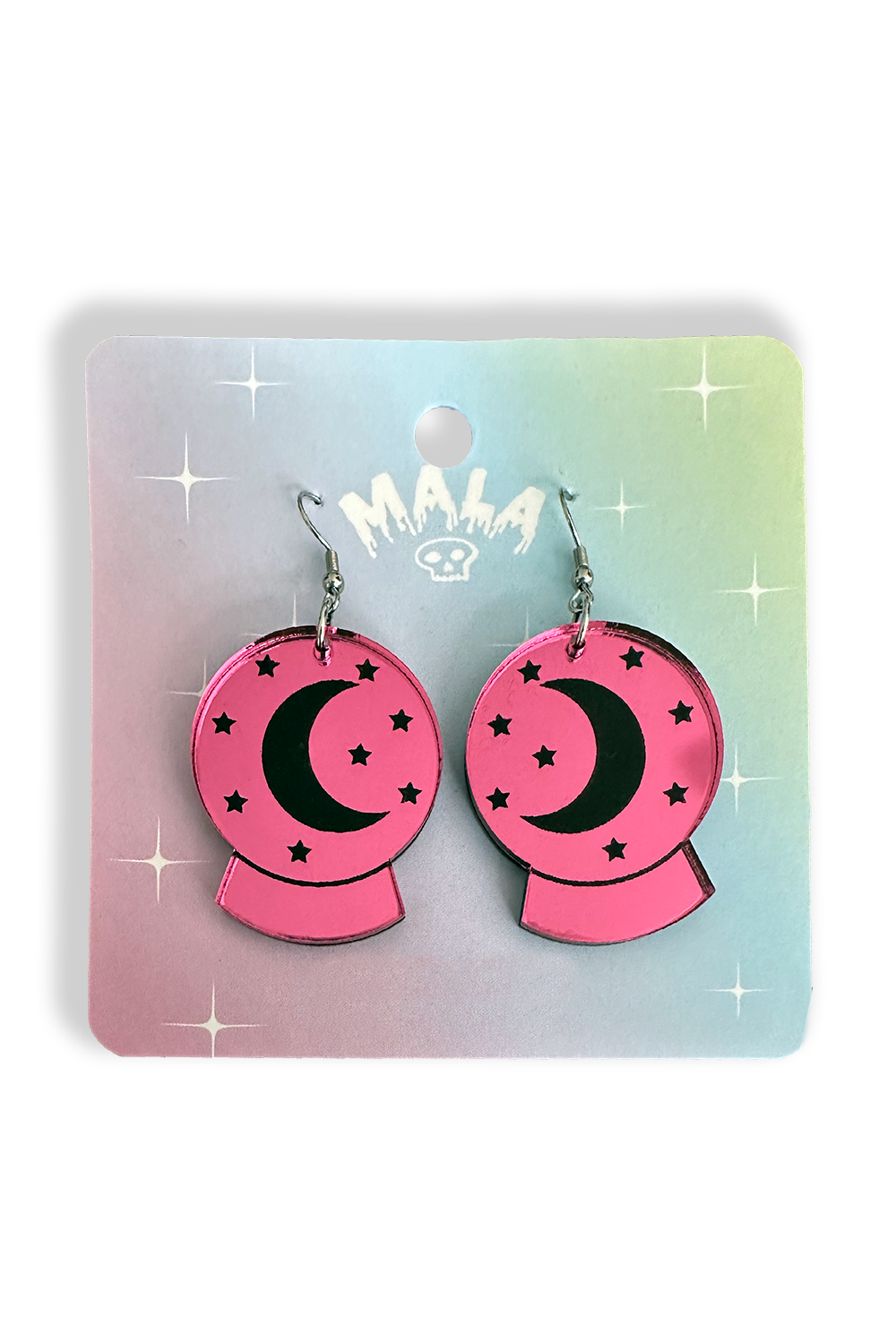 Crystal Ball Acrylic Earrings in Pink