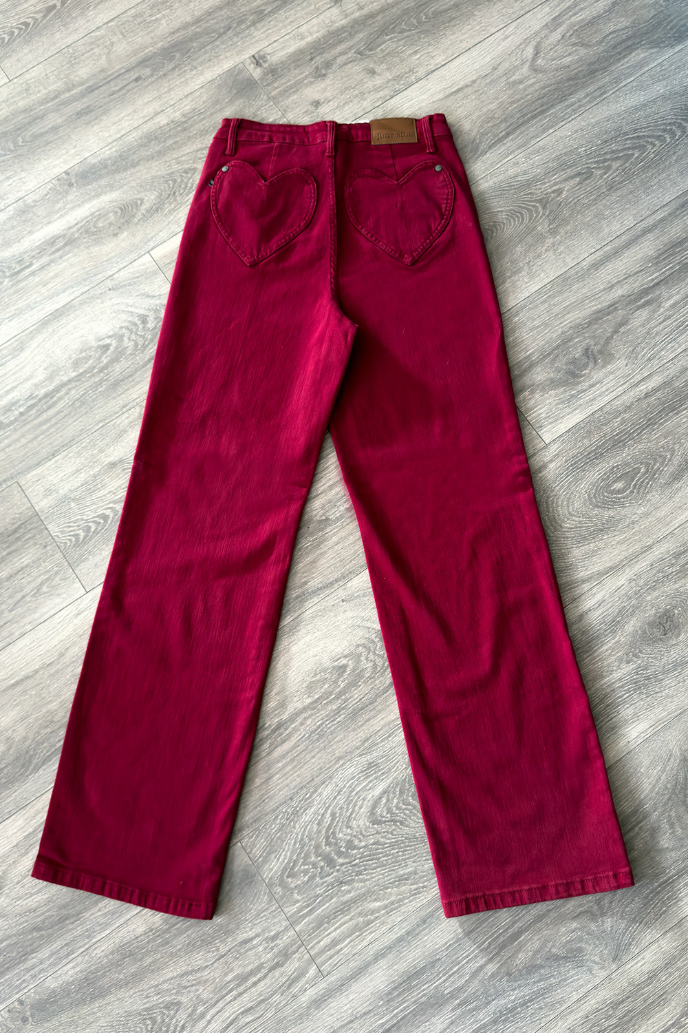 Sweetheart Pocket Red Straight Leg Jeans