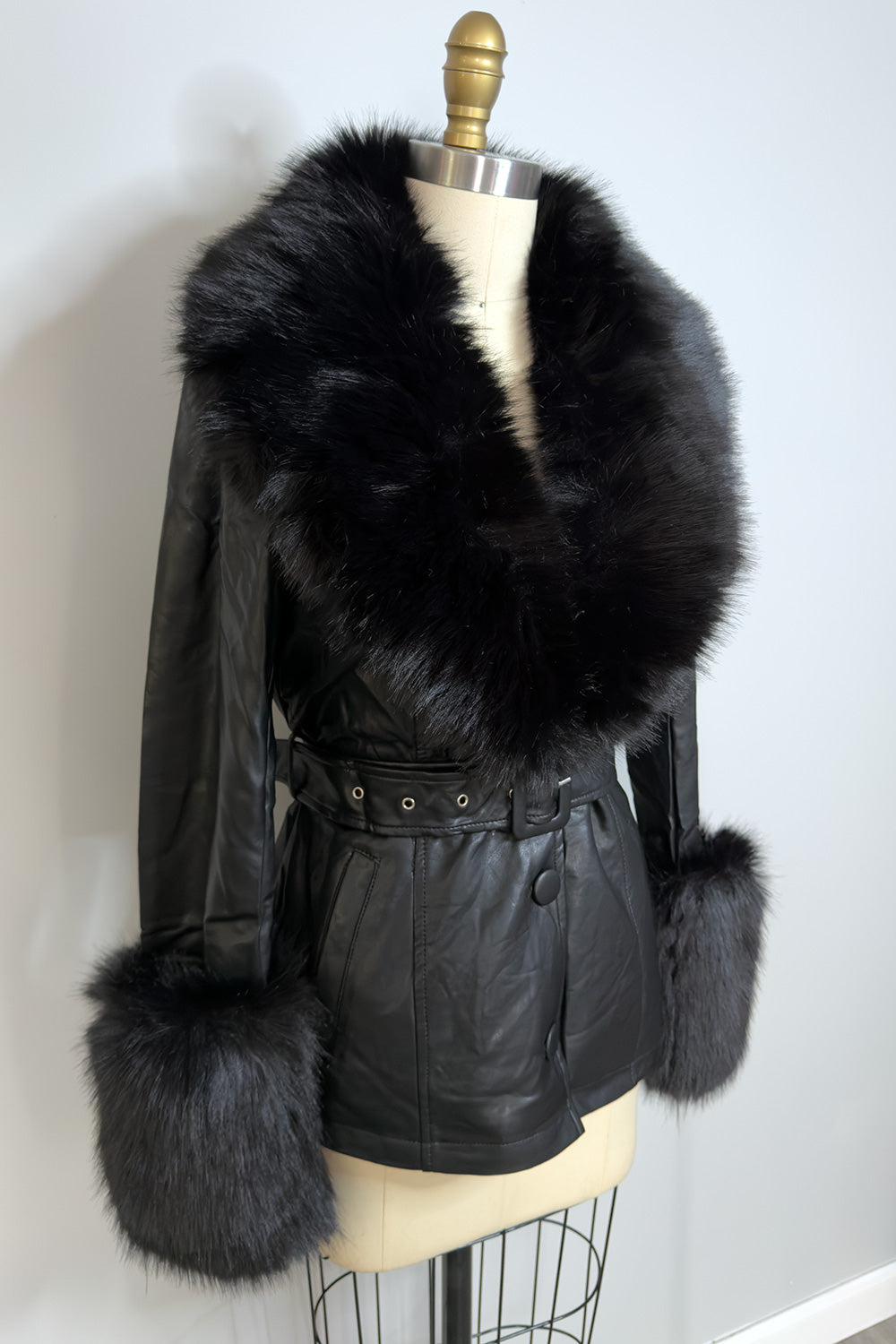 The Mae West Faux Fur Jacket Black Short Version