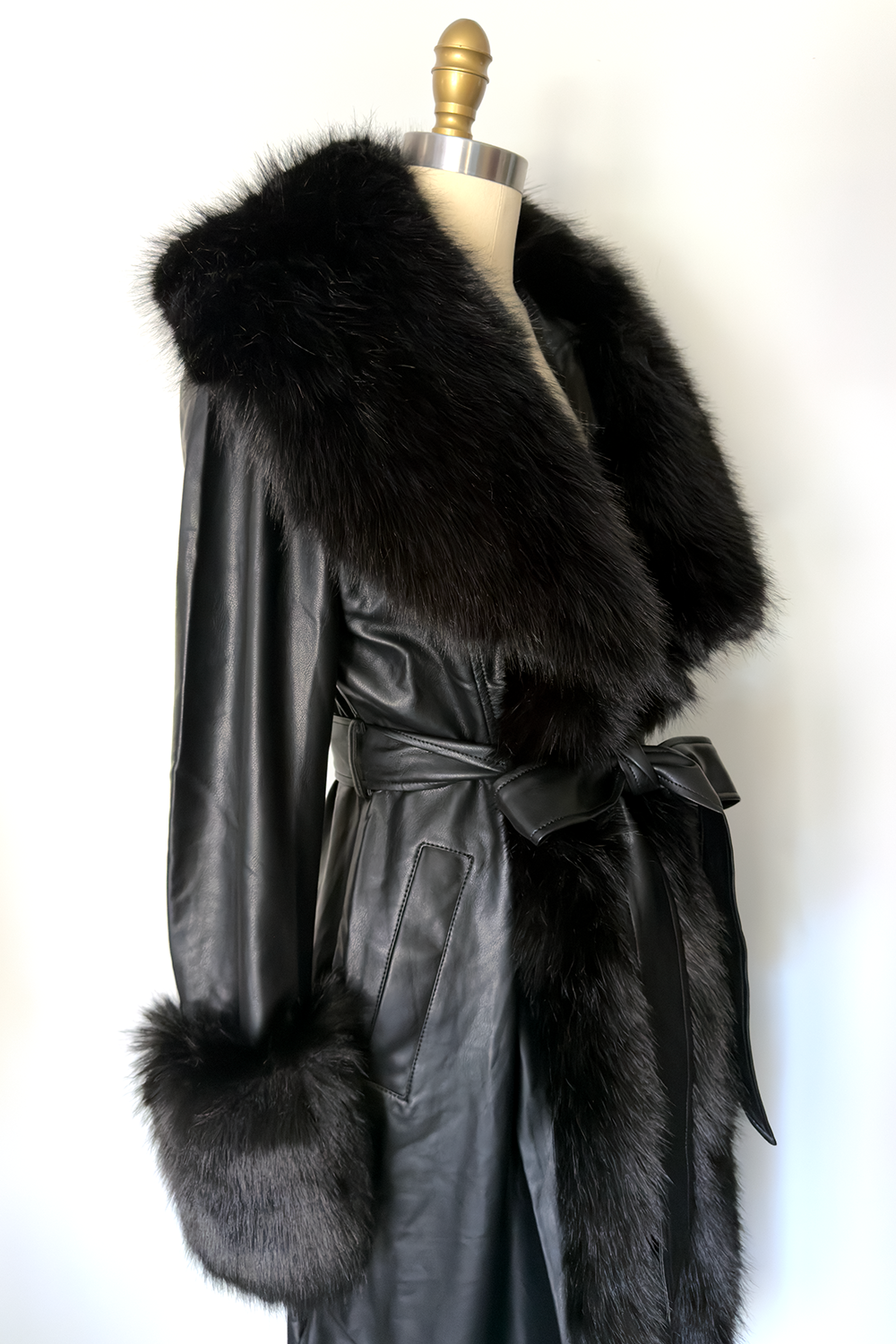 The Shelly Faux Fur Long Black Jacket