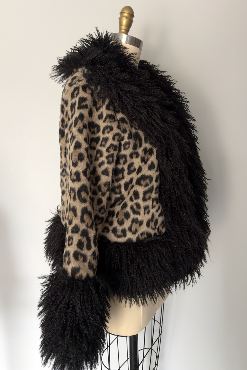 Courtney Leopard Coat with Black Trim