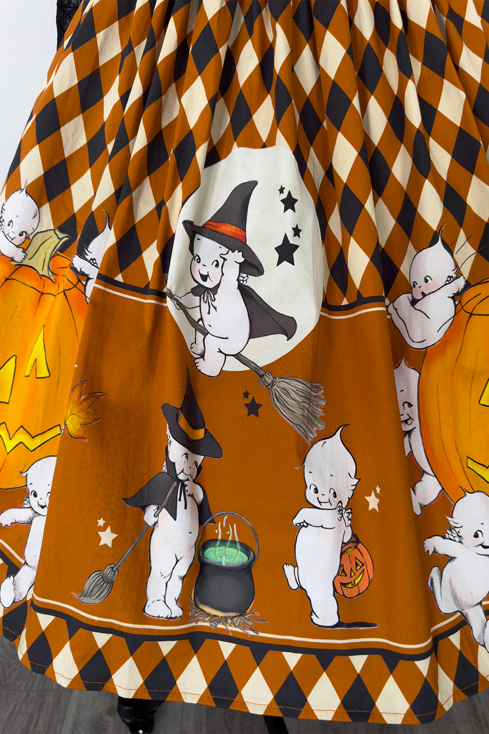 Kewpie® Vintage Witch Gathered Novelty Print Skirt - PRE-ORDER