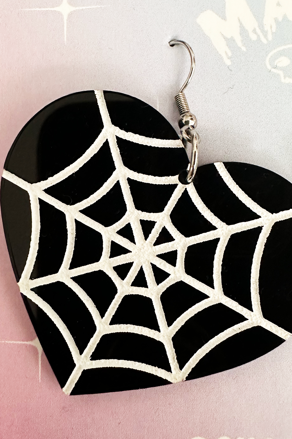 Spiderweb Heart Acrylic Earrings
