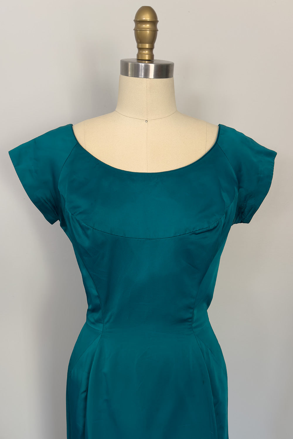 True Vintage Teal Satin Wiggle Dress - FINAL SALE