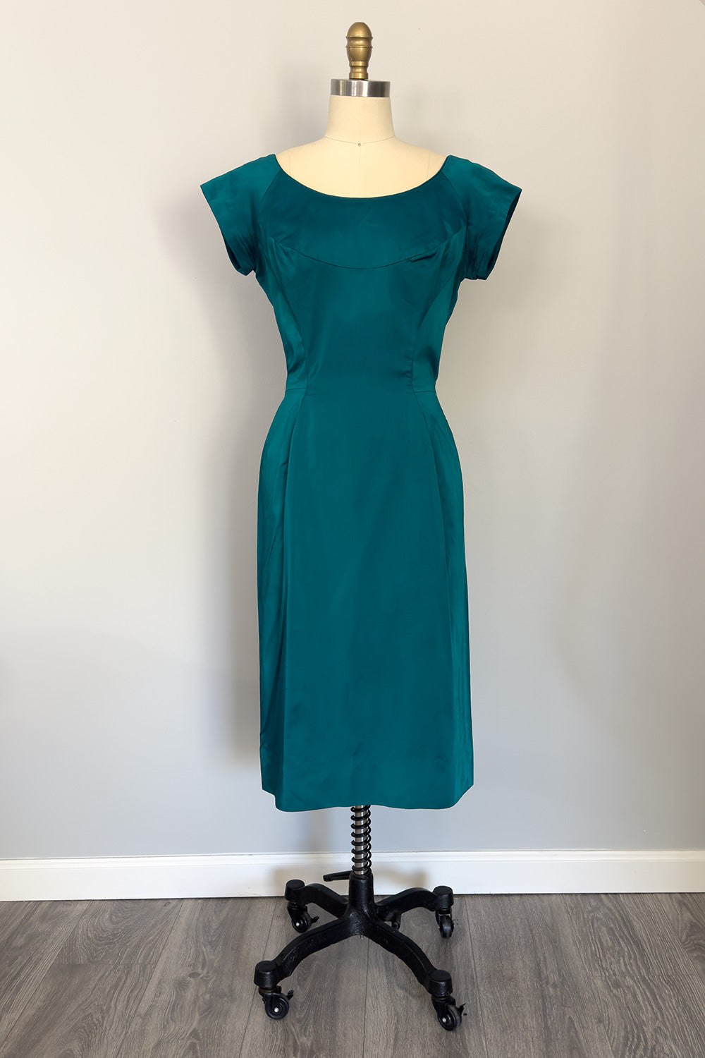 True Vintage Teal Satin Wiggle Dress - FINAL SALE