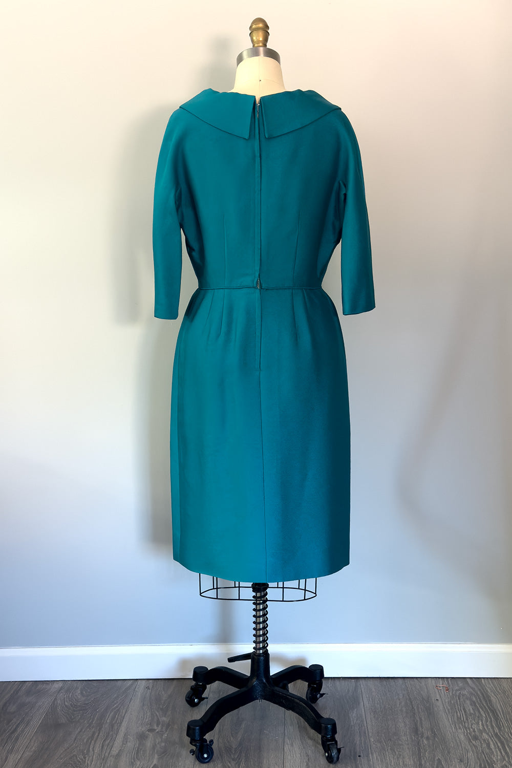 True Vintage Teal 3/4" Length Sleeve Mad Men Style Wiggle Dress - FINAL SALE