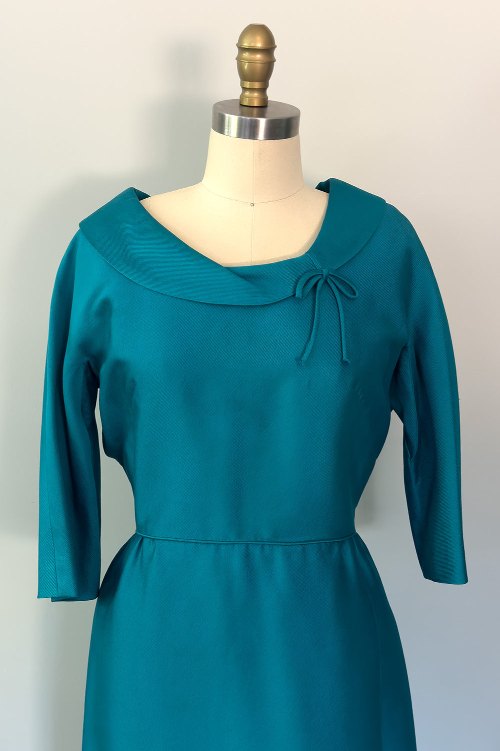 True Vintage Teal 3/4" Length Sleeve Mad Men Style Wiggle Dress - FINAL SALE