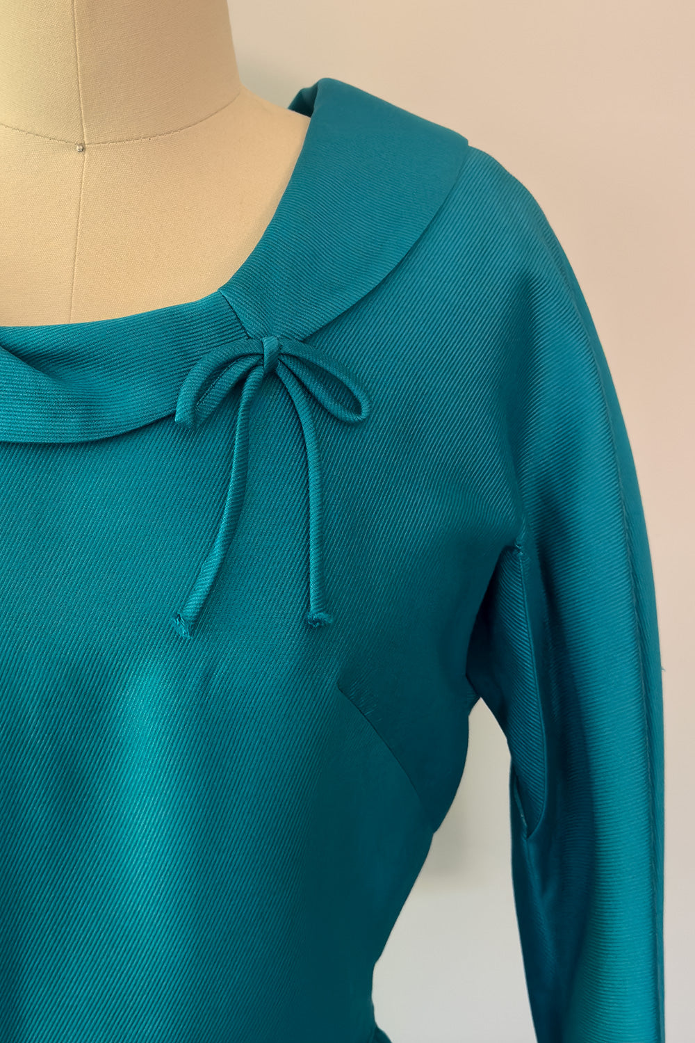 True Vintage Teal 3/4" Length Sleeve Mad Men Style Wiggle Dress - FINAL SALE