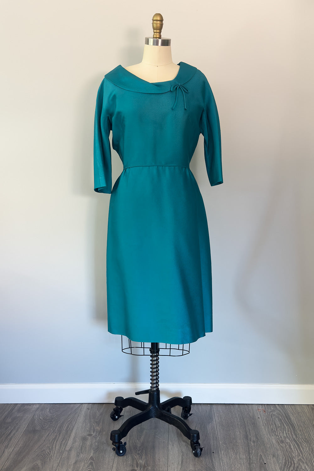 True Vintage Teal 3/4" Length Sleeve Mad Men Style Wiggle Dress - FINAL SALE