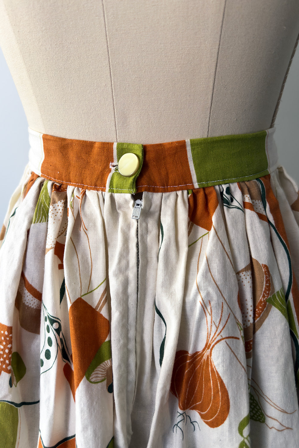 True Vintage Tablecloth Picnic Print Gathered Skirt - FINAL SALE