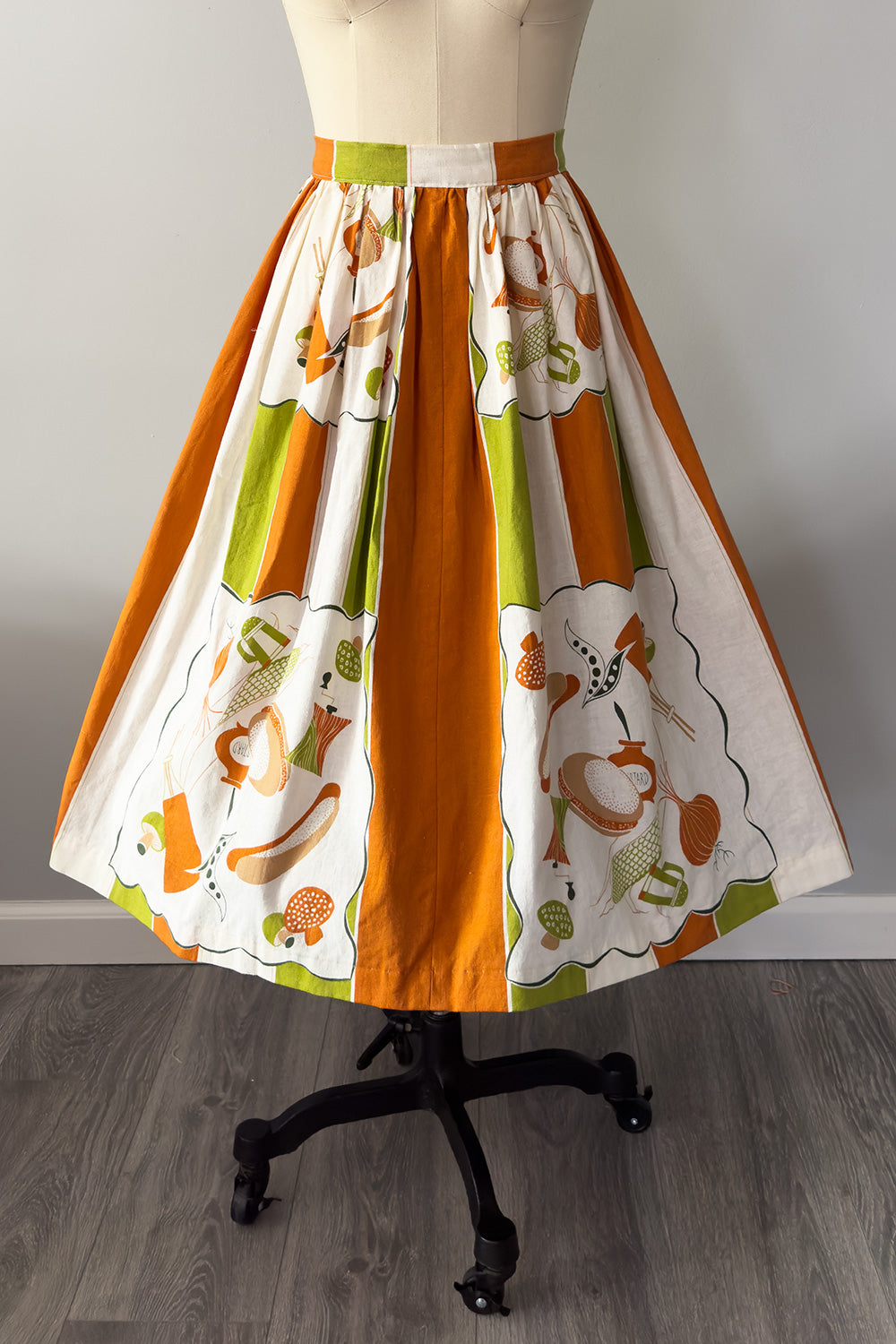 True Vintage Tablecloth Picnic Print Gathered Skirt - FINAL SALE