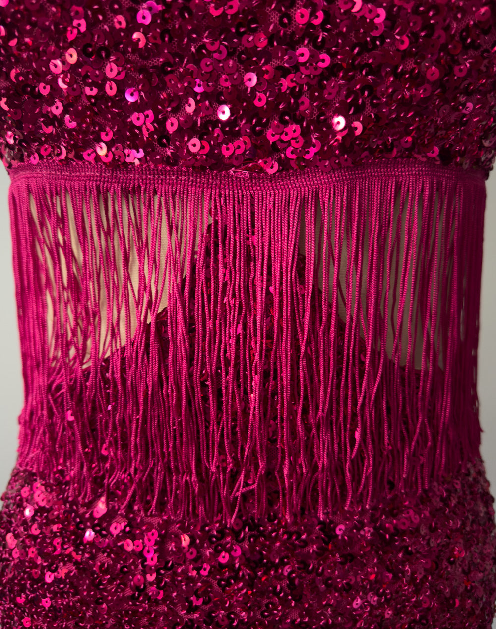 Holiday-A-GO-GO Sequin Dress with Fringe in Pink