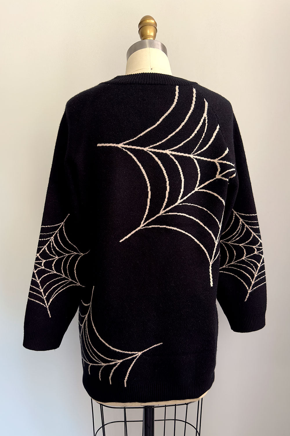Whimsical Web Sweater Black with Ivory Spiderwebs
