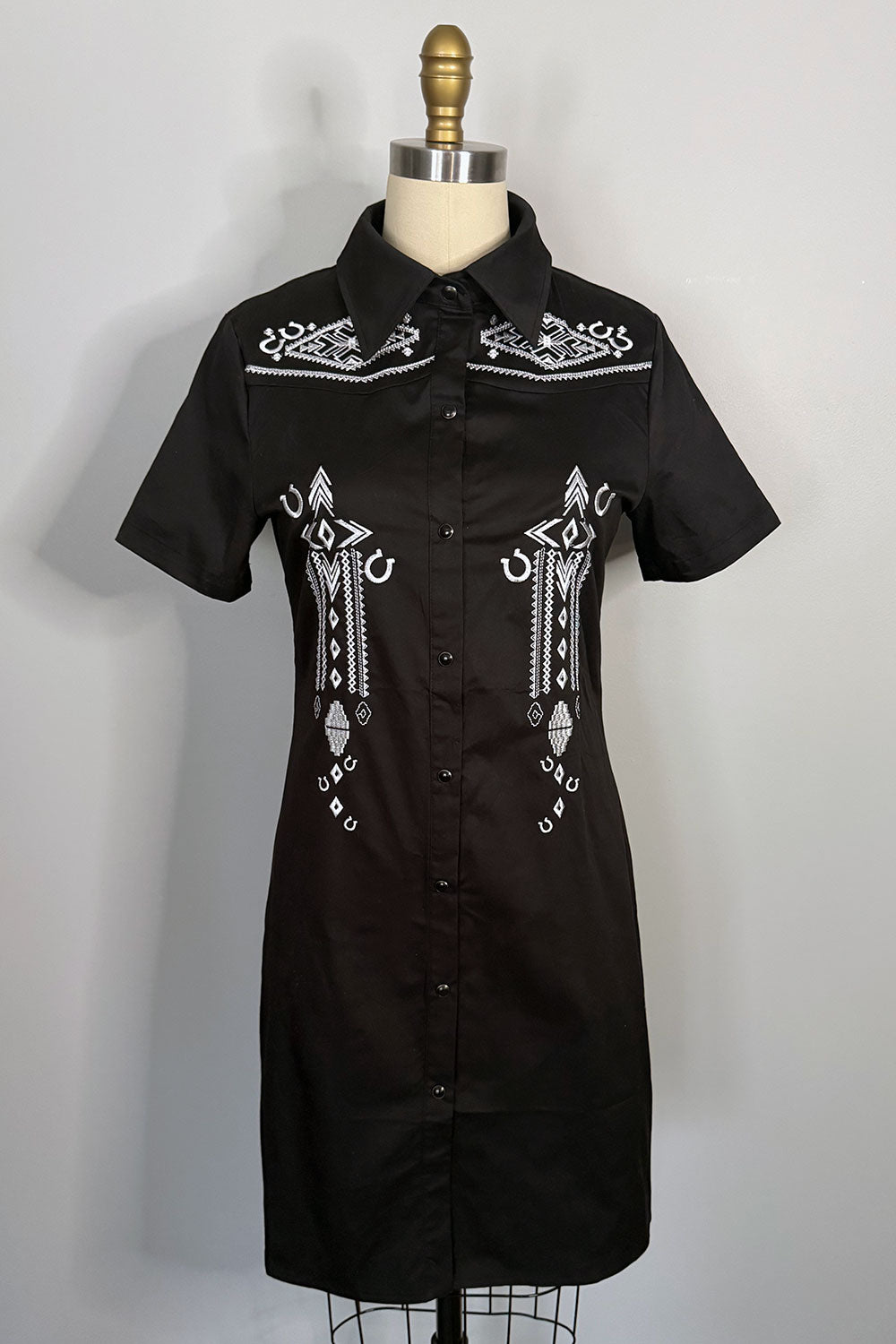 Haunted Honey Western Button Down Shirt Dress