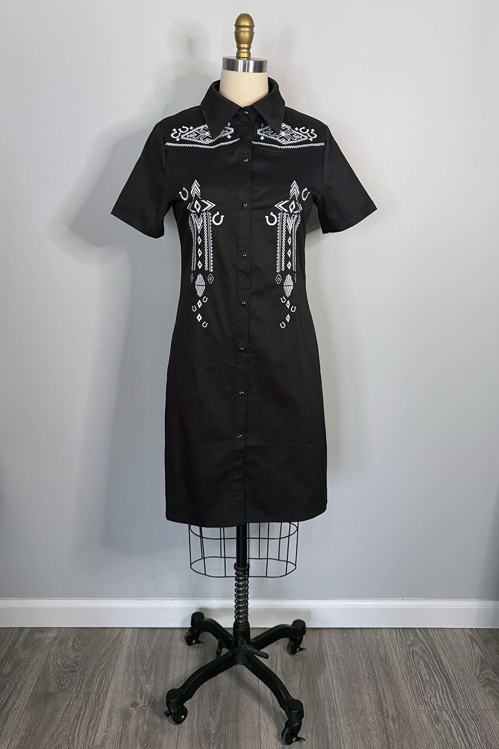 Haunted Honey Western Button Down Shirt Dress