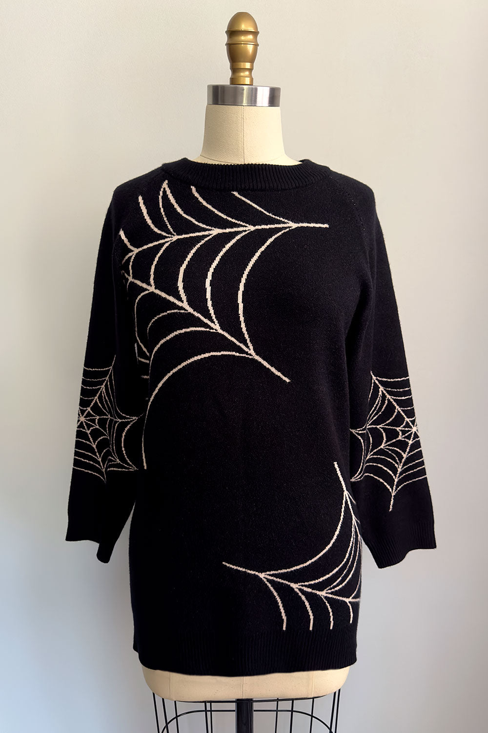 Whimsical Web Sweater Black with Ivory Spiderwebs