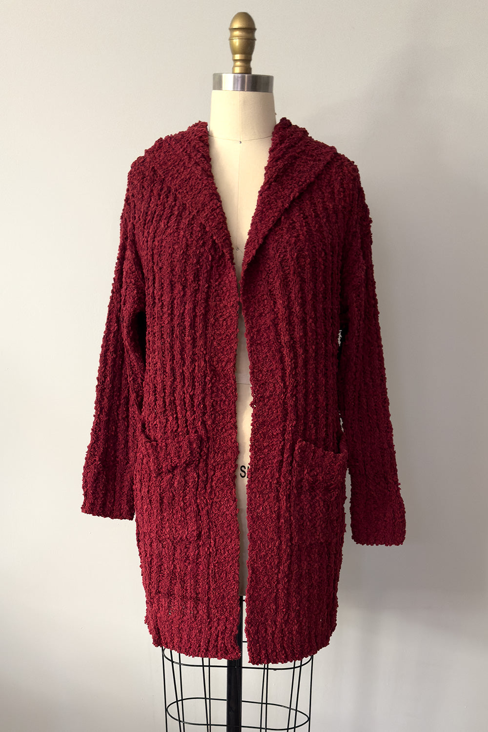 The Shag Cardigan in Burgundy Wine