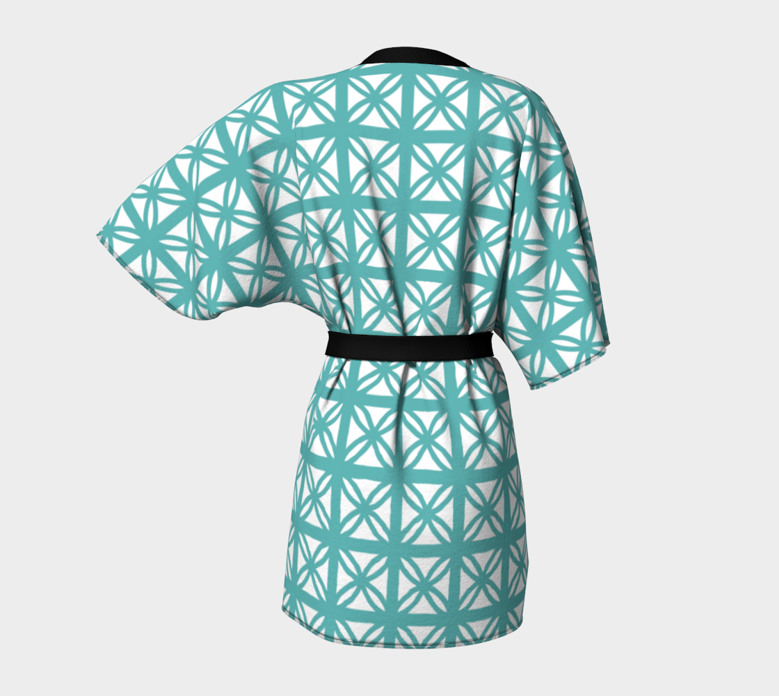 Turquoise Breeze Block Kimono Robe