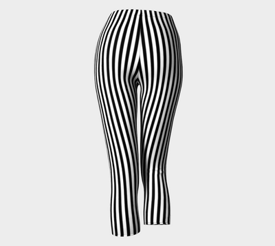 Black and White Stripe Capris Leggings - The Oblong Box Shop