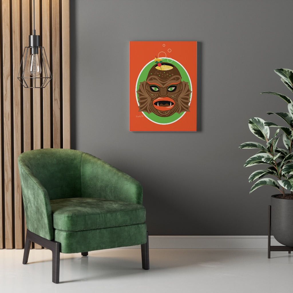 Swamp Creature Tiki Mug Orange Canvas Print