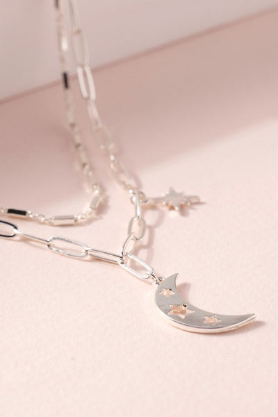 Star Dust Silver Moon Necklace