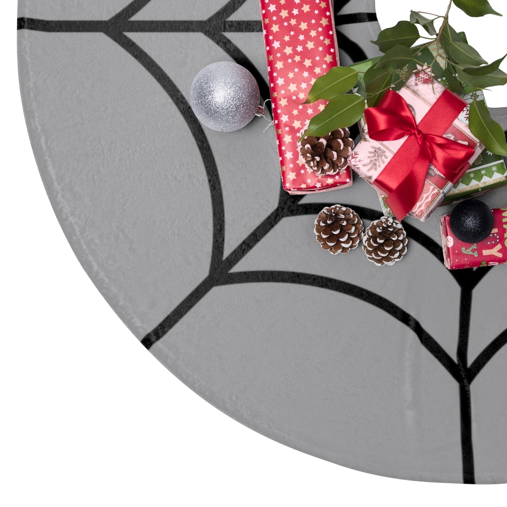 Grey & Black Spiderweb Christmas Tree Skirt
