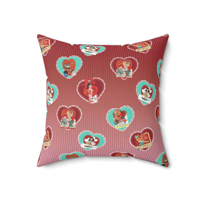 Vintage Valentine All Over Print Throw Pillow